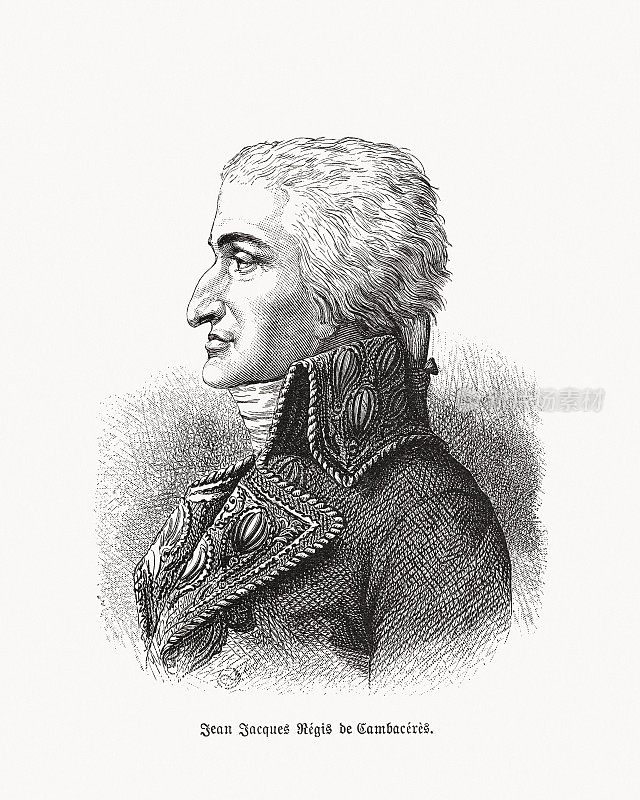 Jean-Jacques regis de cambaceres,法国政治家,木刻,出版于1893年